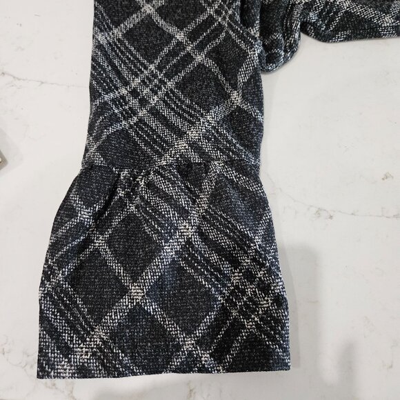 Ali Miles Shirt Jacket Size Large Plaid Detail Button Black/Gray - Picture 5 of 10